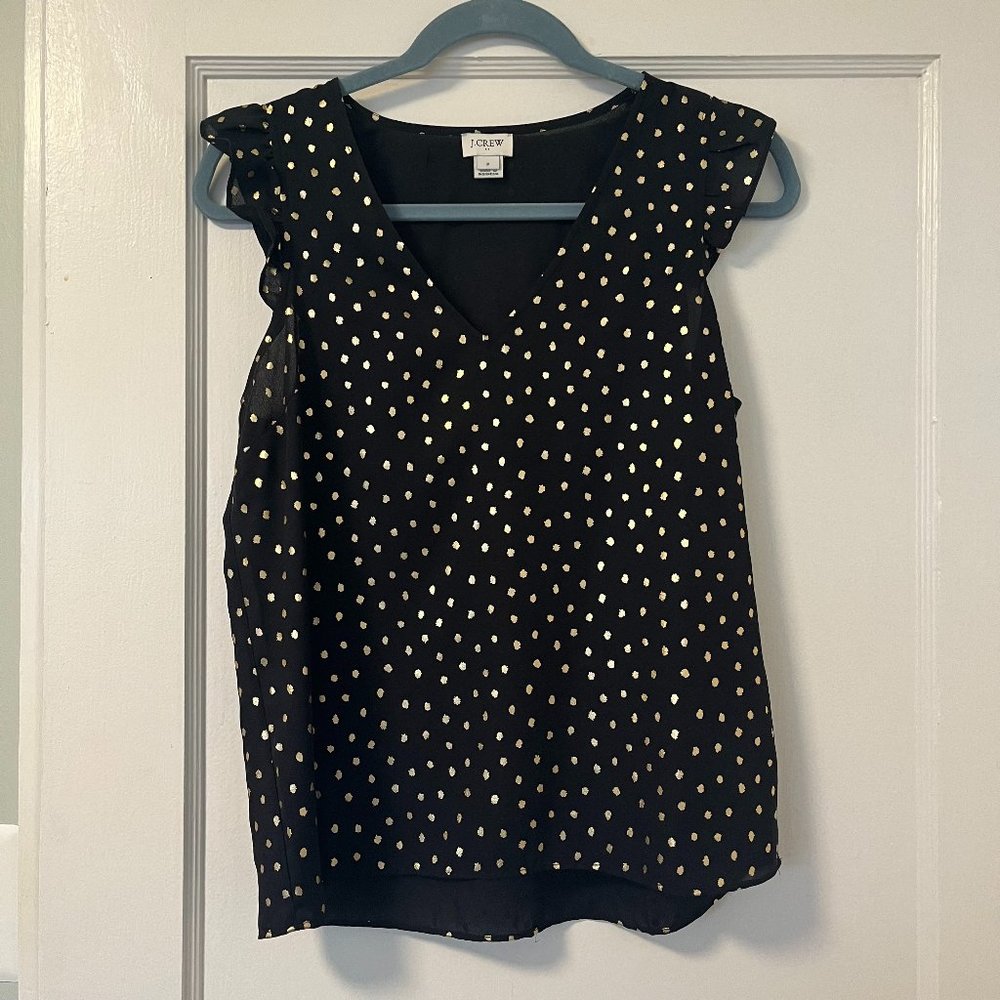 Women's J. Crew Polka Dot Blouse Black/Gold Size 2